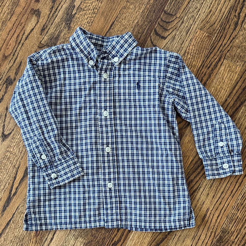 Ralph Lauren Kids Navy Checkered Button Down Shirt